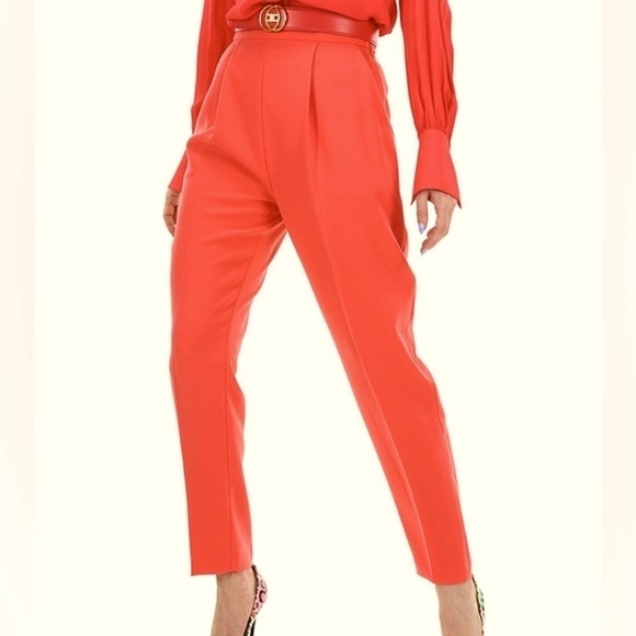 ELISABETTA FRANCHI,High-Waisted trousers in Tangerine, EUC Cropped,Size 40/4 - Picture 1 of 11